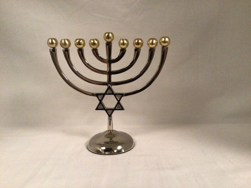 Classic Star of David Menorah with Golden Candleholders
