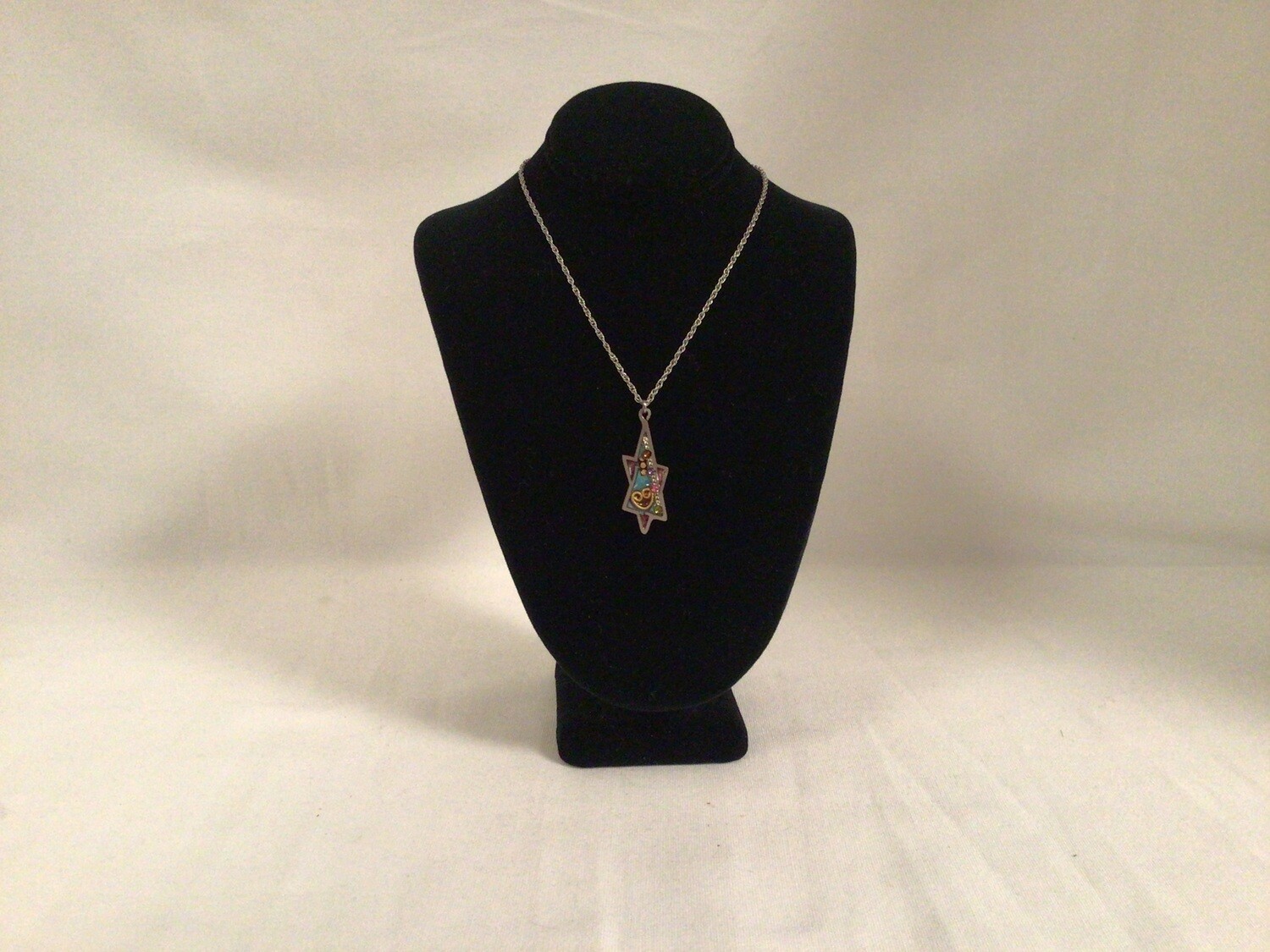 Beaded Oblong Star of David Necklace 