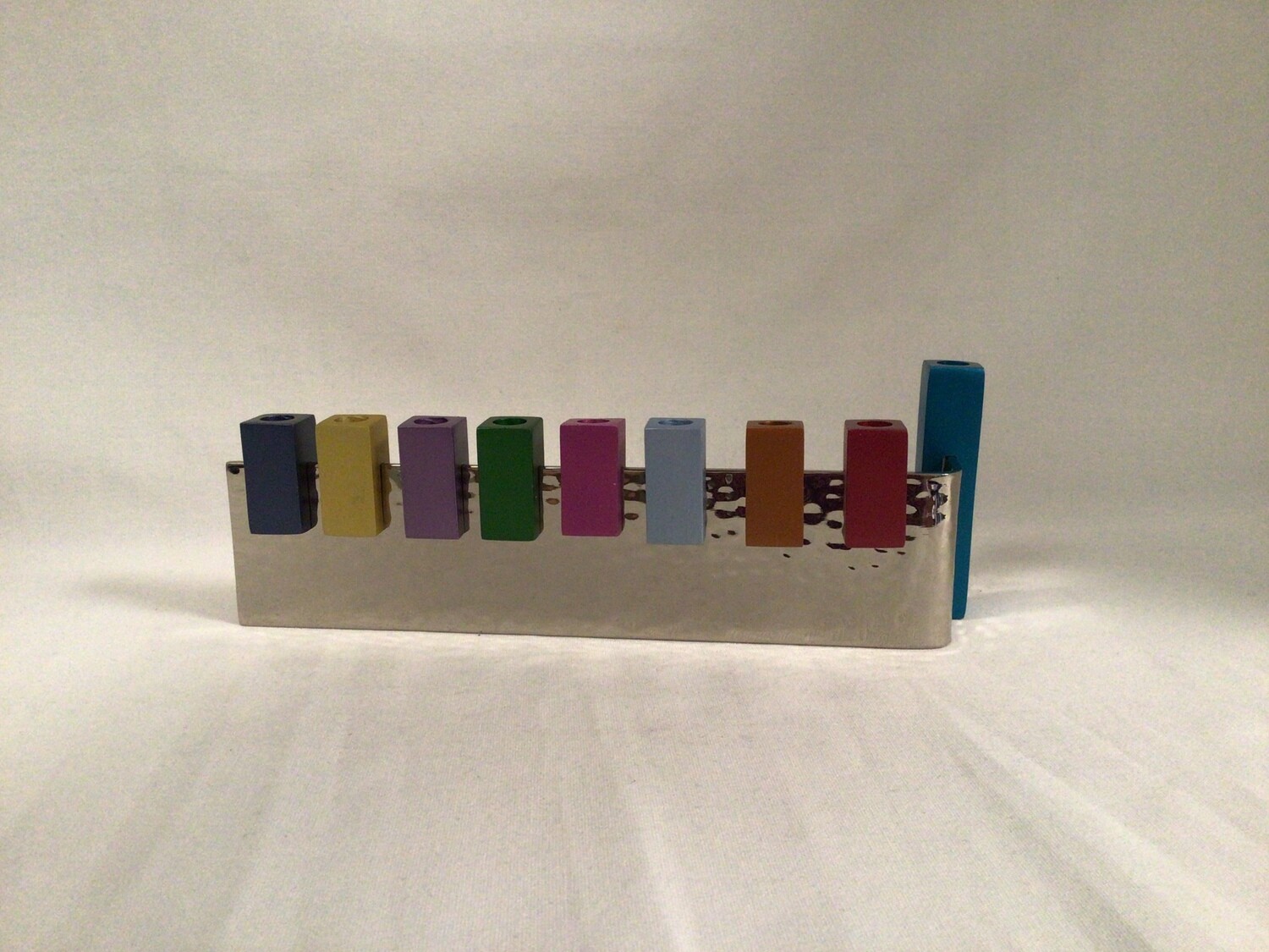 Multi color Hammered L Shape Menorah