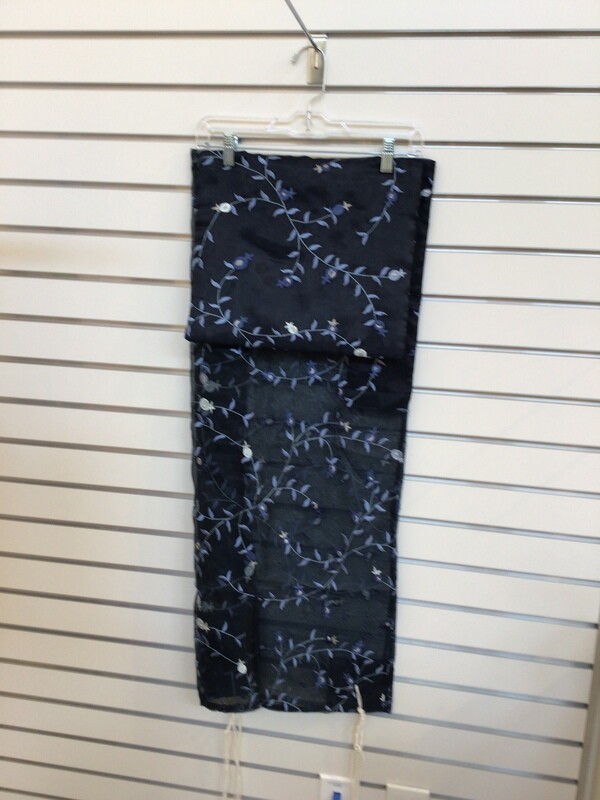 Navy Organza with Embroidered Pomegranates Tallit &amp; Bag