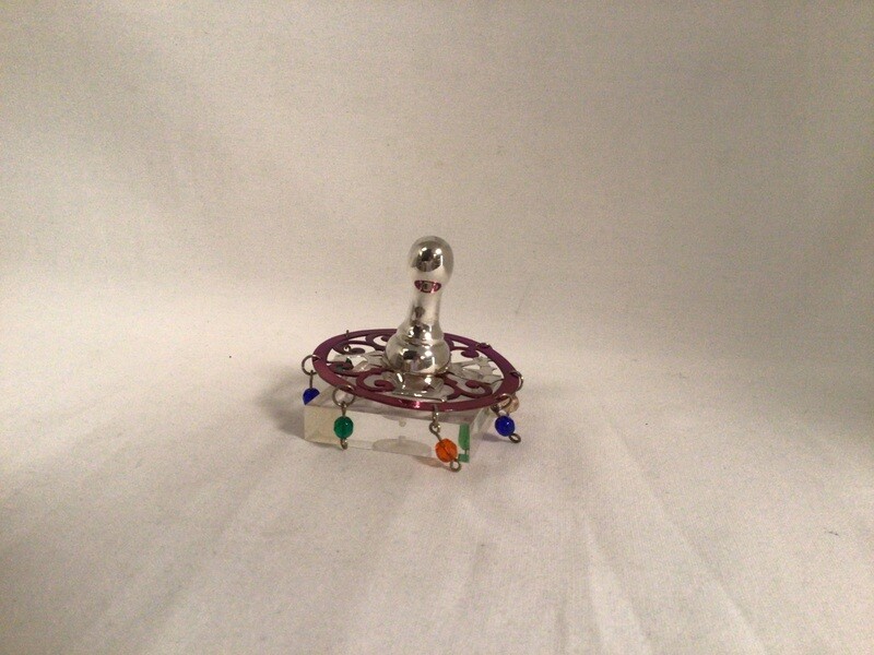 Sterling Silver/Purple Round Dreidel 