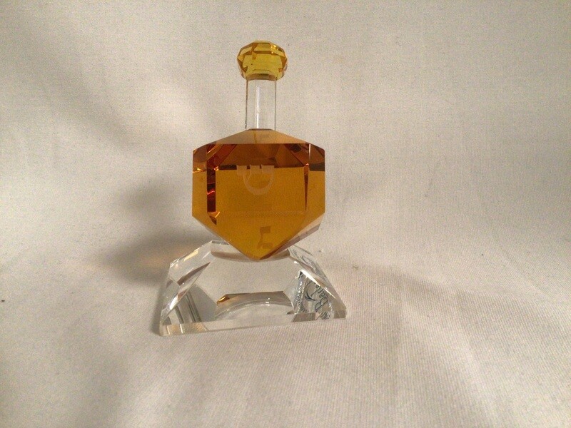 Crystal Amber Dreidel on Stand