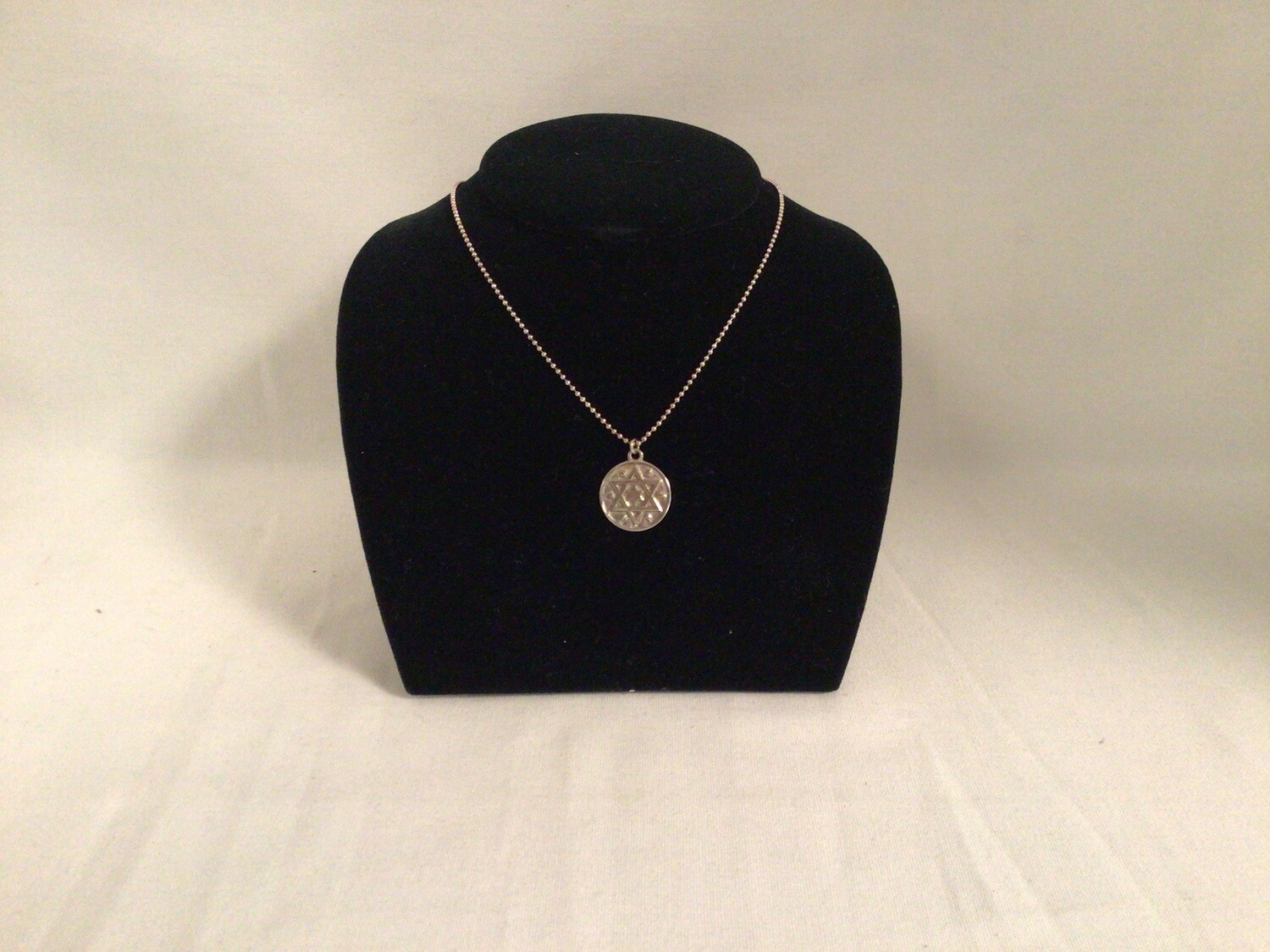 Sterling Silver Round Pendant Star of David
