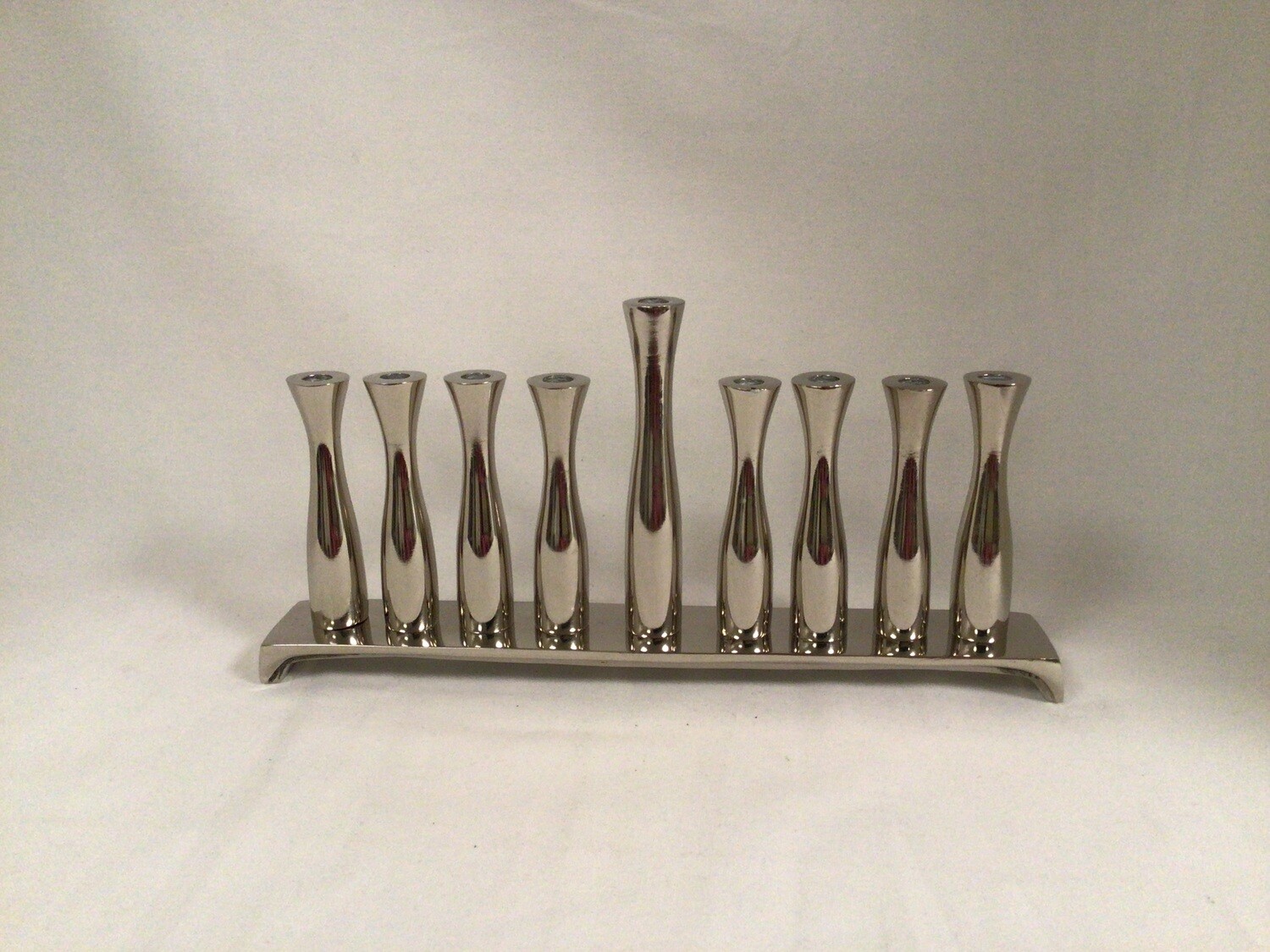 Modern Polished Nickel Aluminum Menorah