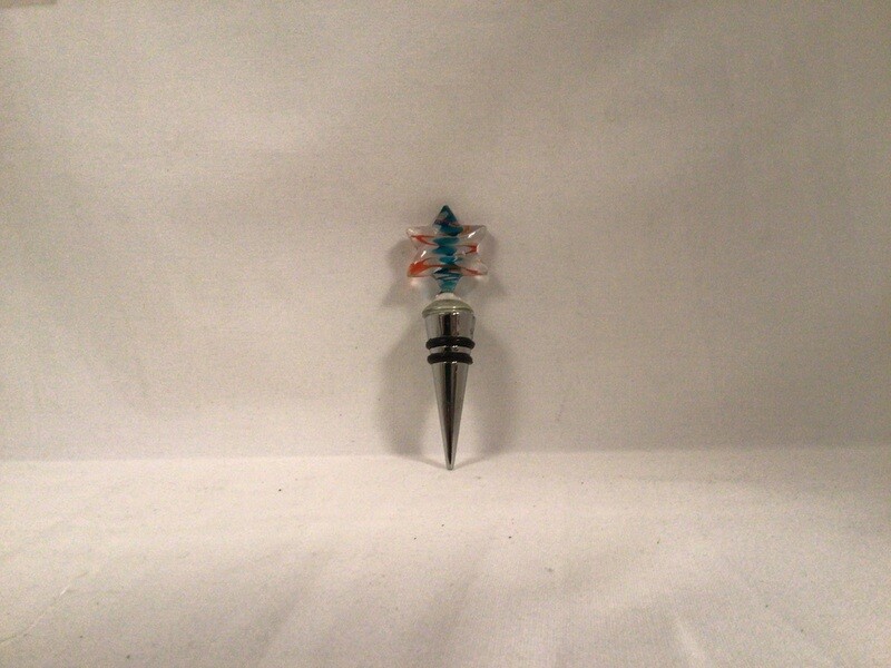Star Wine Bottle Stopper - Turquoise/Orange