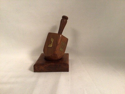 Handcrafted Wood Dreidel on Stand