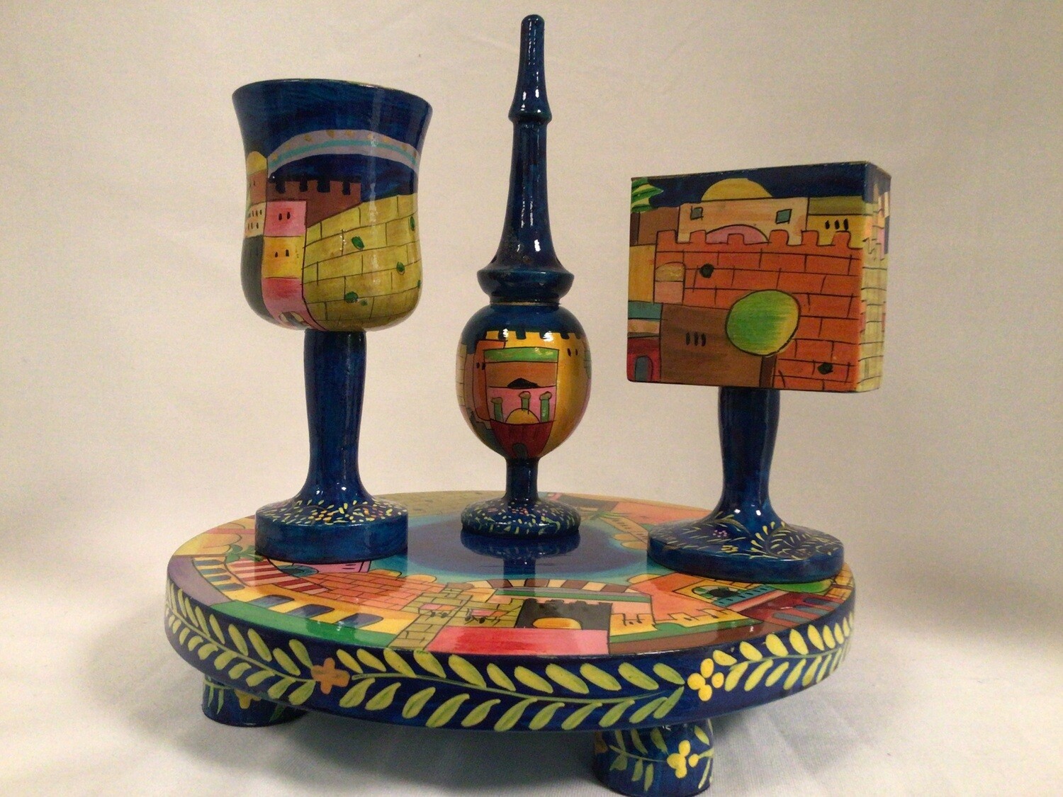 Wood Jerusalem Havdalah Set