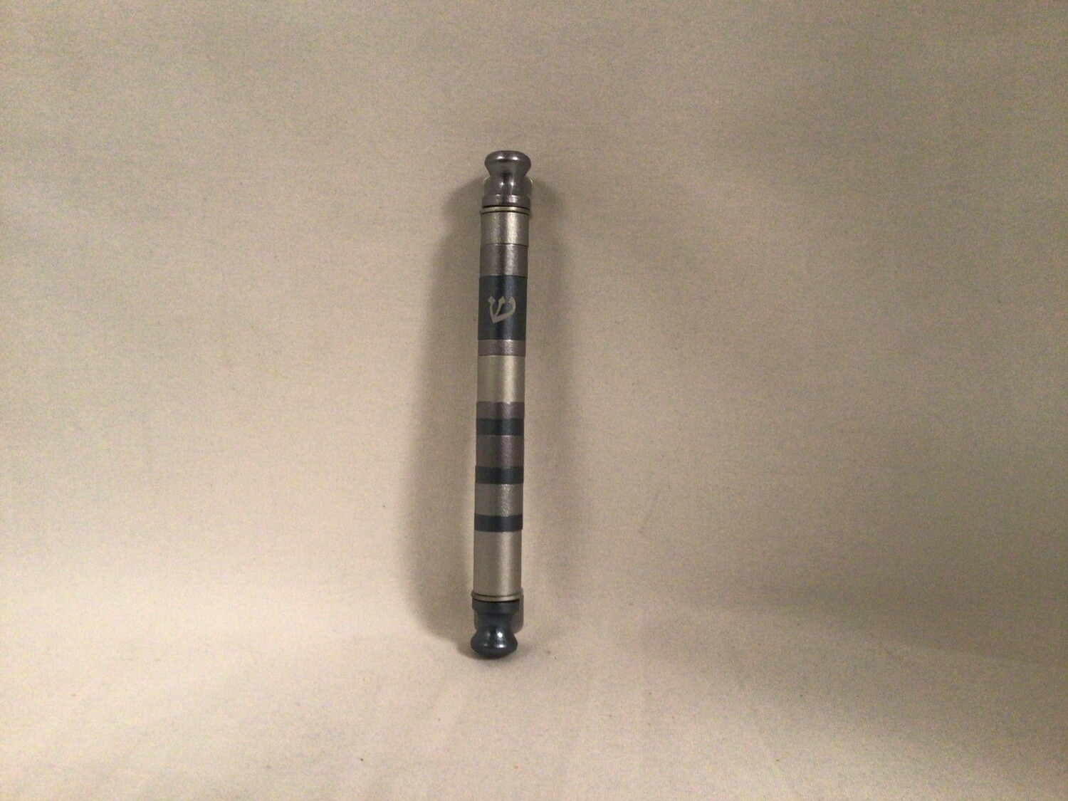 Anodized Cylinder Mezuzah with Grey Stripes