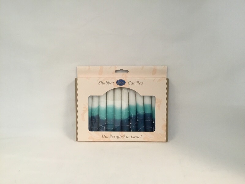 Safed Shabbat Candles Blue/White - 12