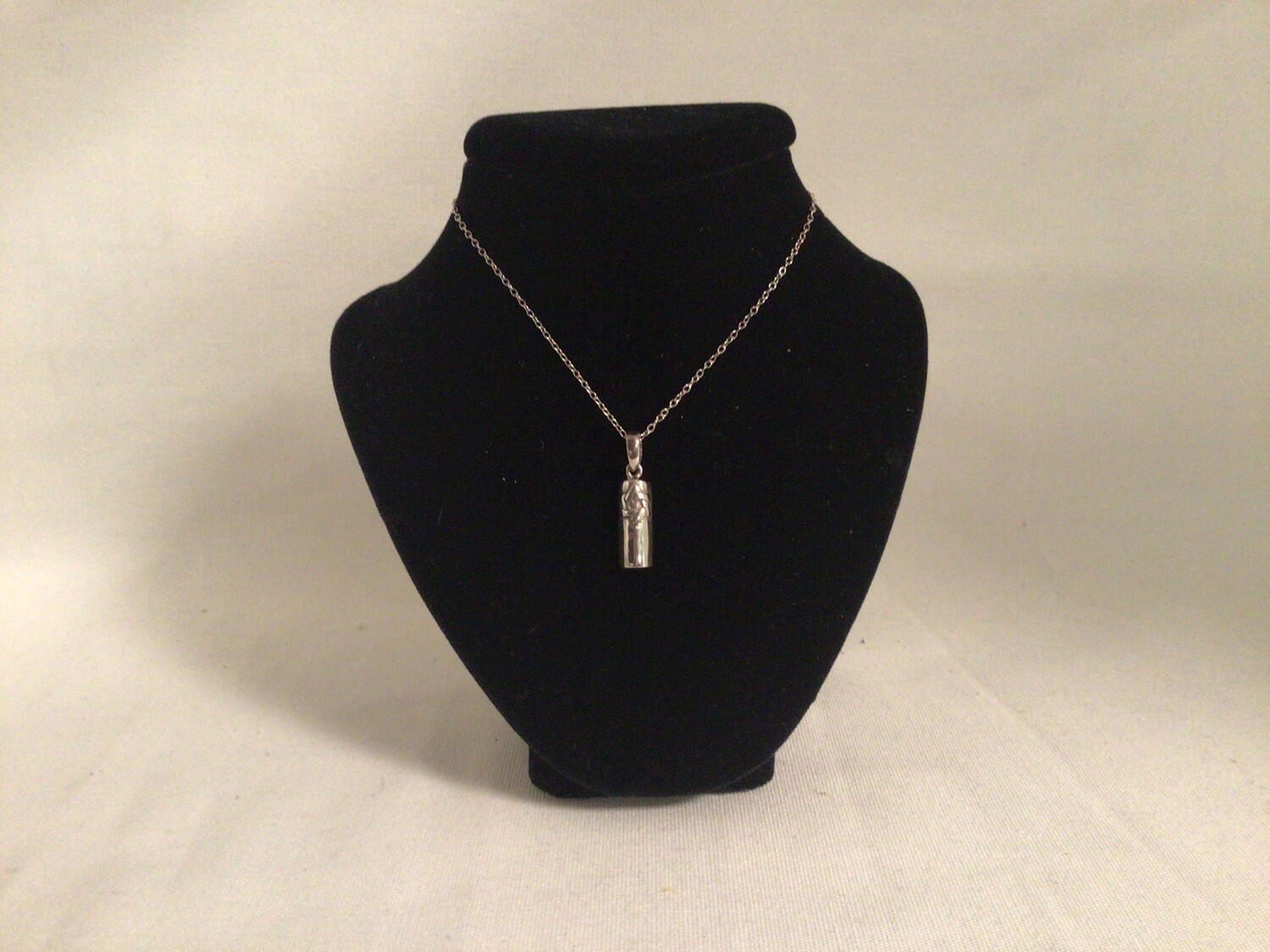 Petite Sterling Silver Mezuzah Necklace with Star of David on 16 &quot; Chain 
