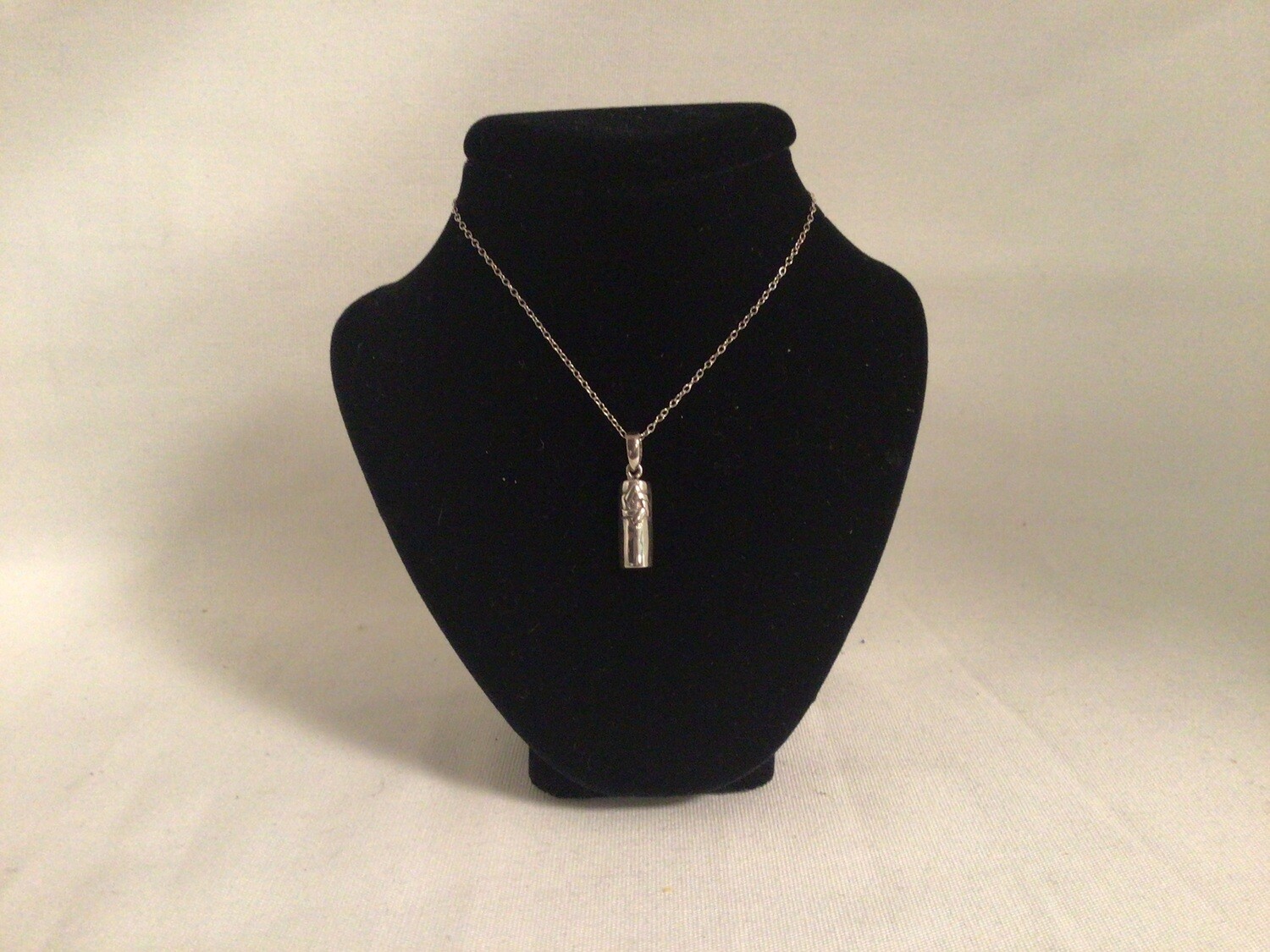 Petite Sterling Silver Mezuzah Necklace with Star of David on 16 &quot; Chain 