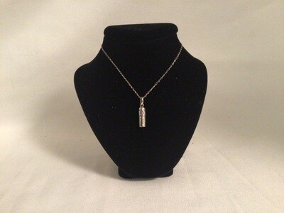 Petite Sterling Silver Mezuzah Necklace with Star of David on 16 " Chain 