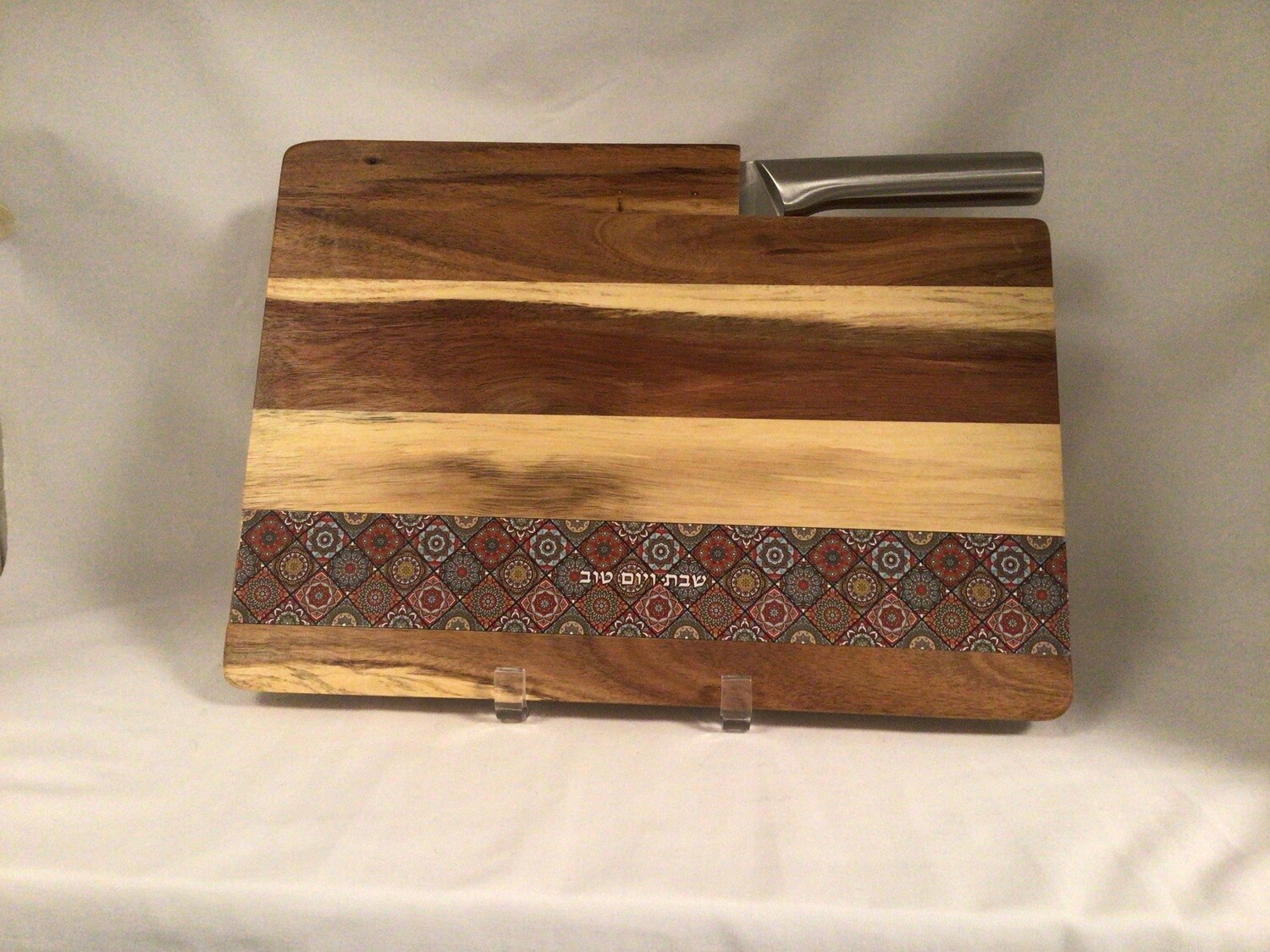 Karshi Acacia Wood Challah Board with Knife