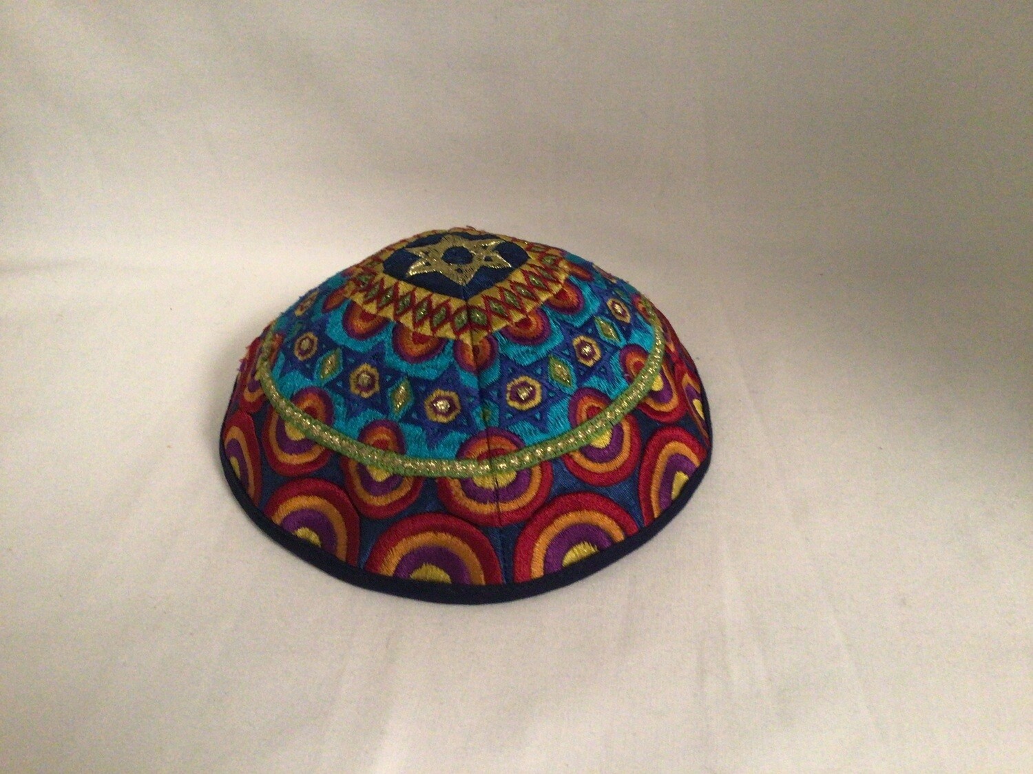 Multicolor Star of David Circles Kippah