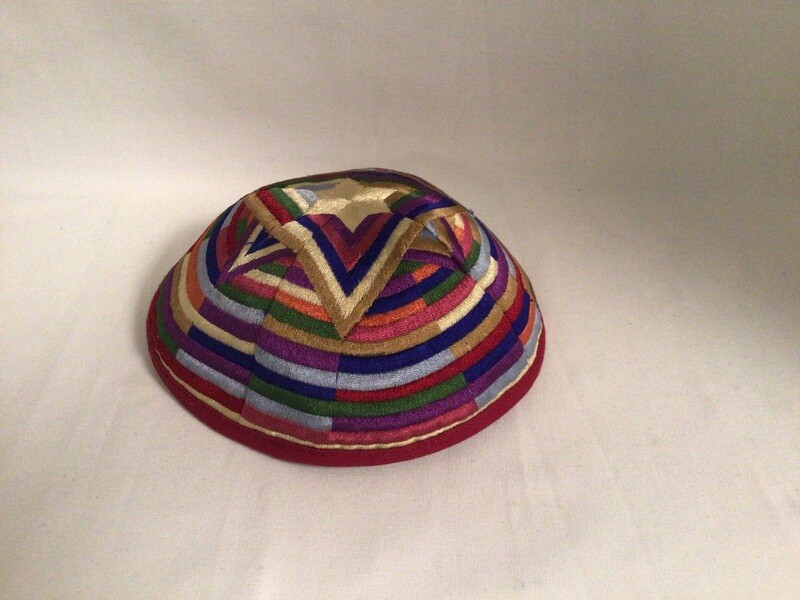 Multicolor Large Magen David Embroidered Kippah 