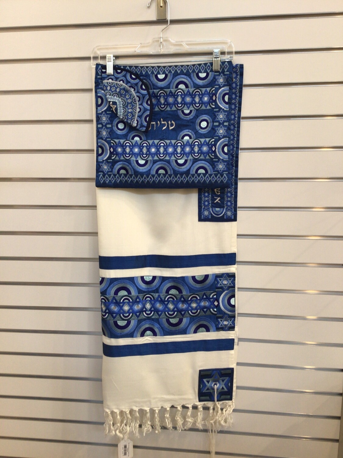 Blue Embroidered Stars &amp; Spheres Tallit 