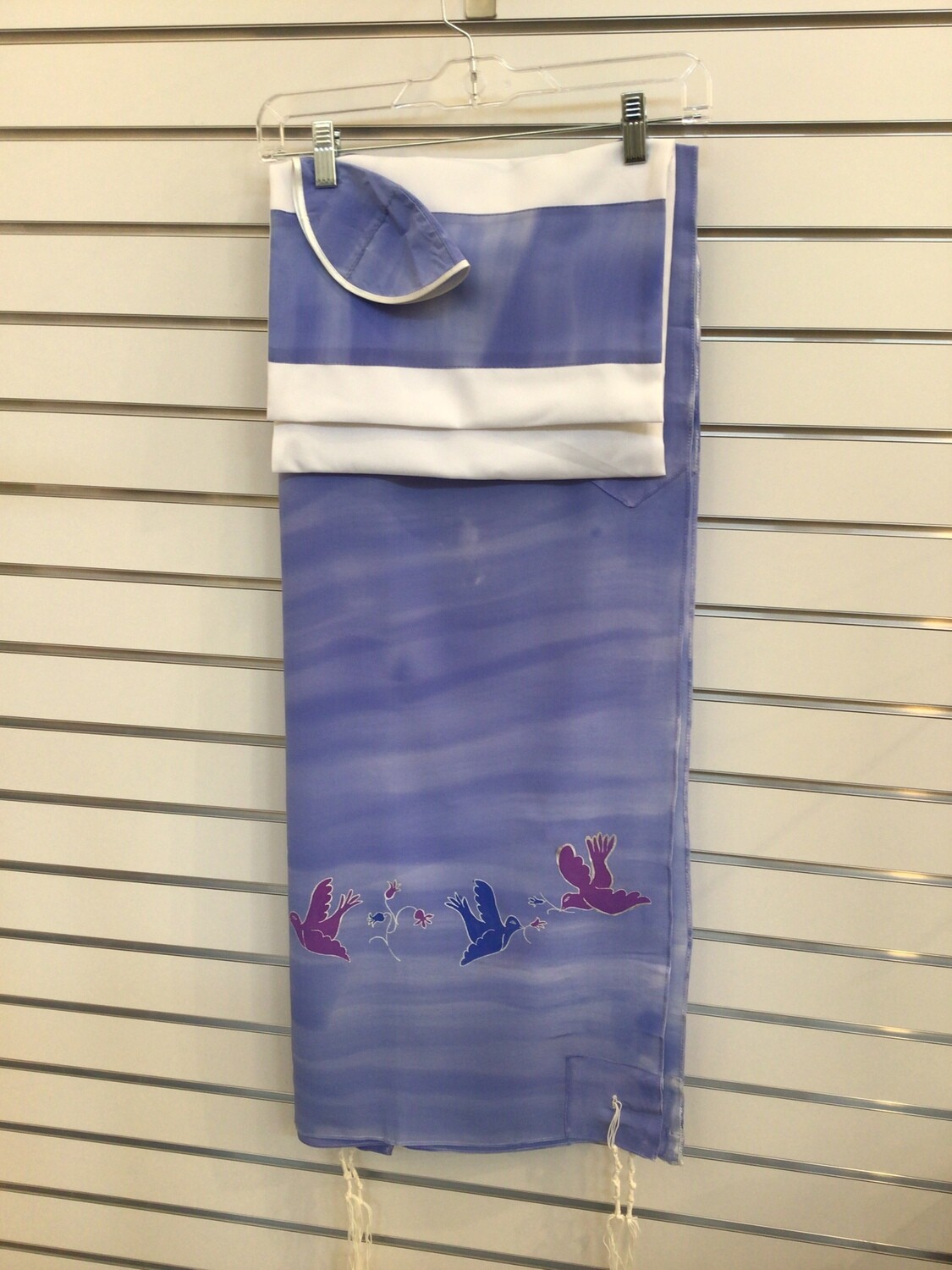 Silk Blue Doves in Flight Tallit Set