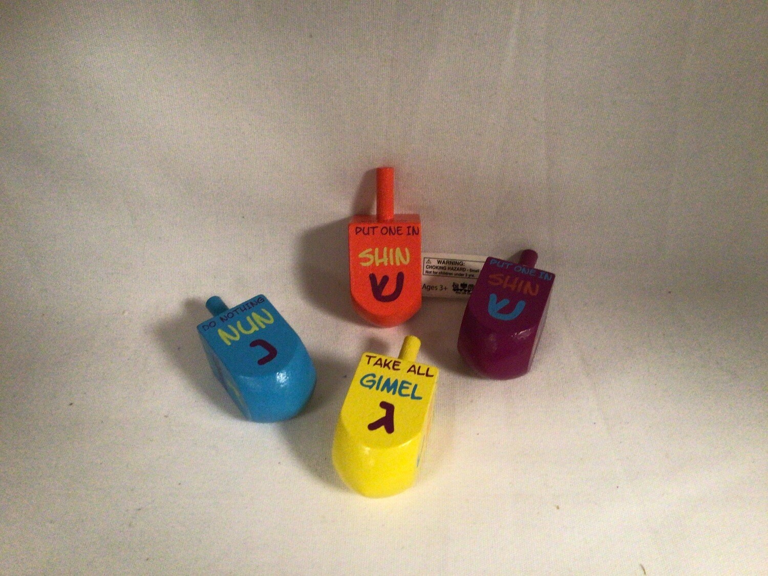 Large Painted Wood Dreidel