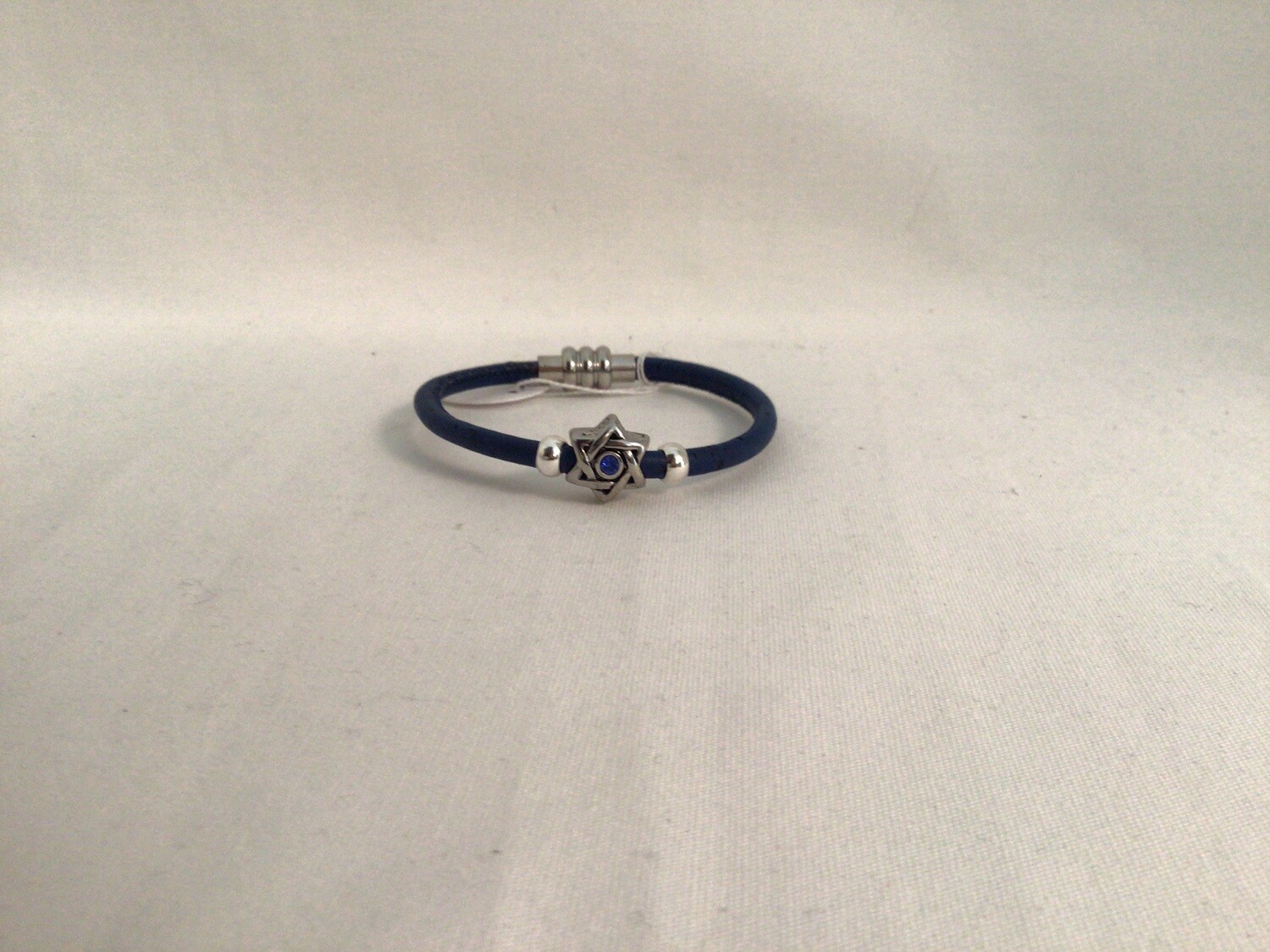 Dark Blue Round Cork Bracelet with Swarovski Star