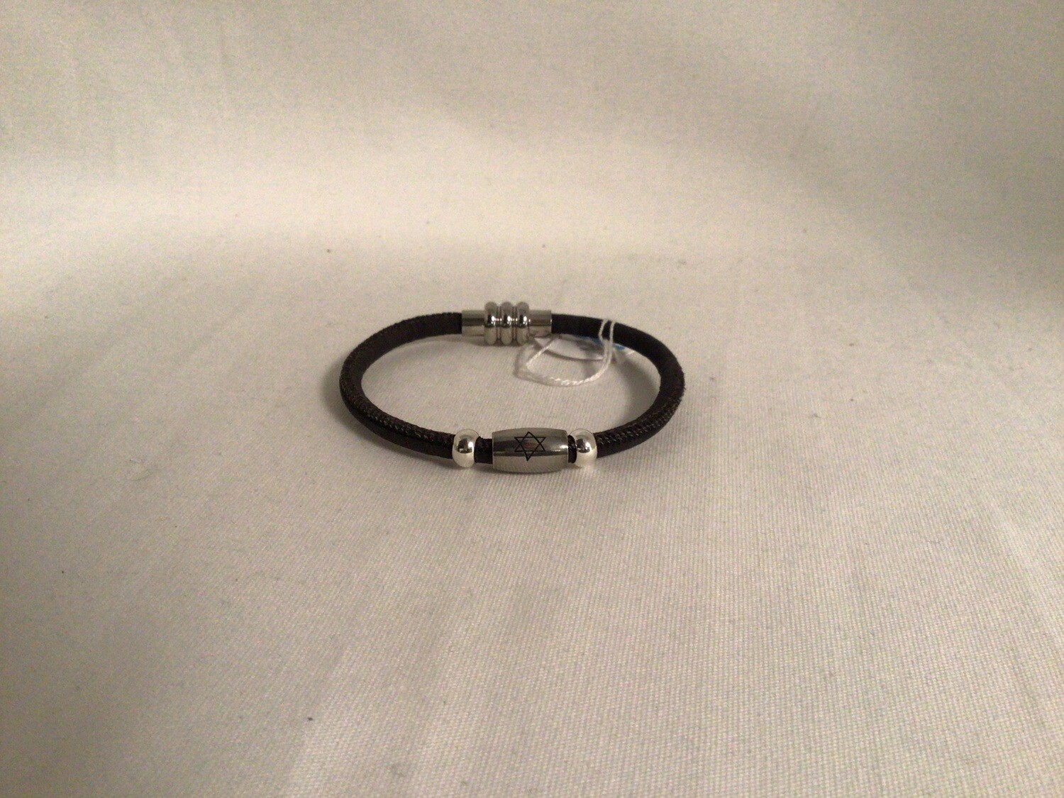 Black Round Cork Bracelet with Engraved Star