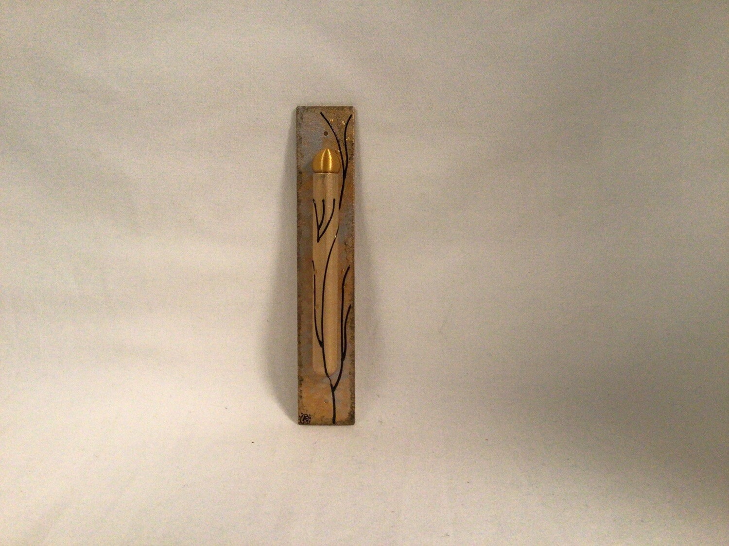 Hand Painted Gold and Silver Tree of Life Mezuzah - Royal
