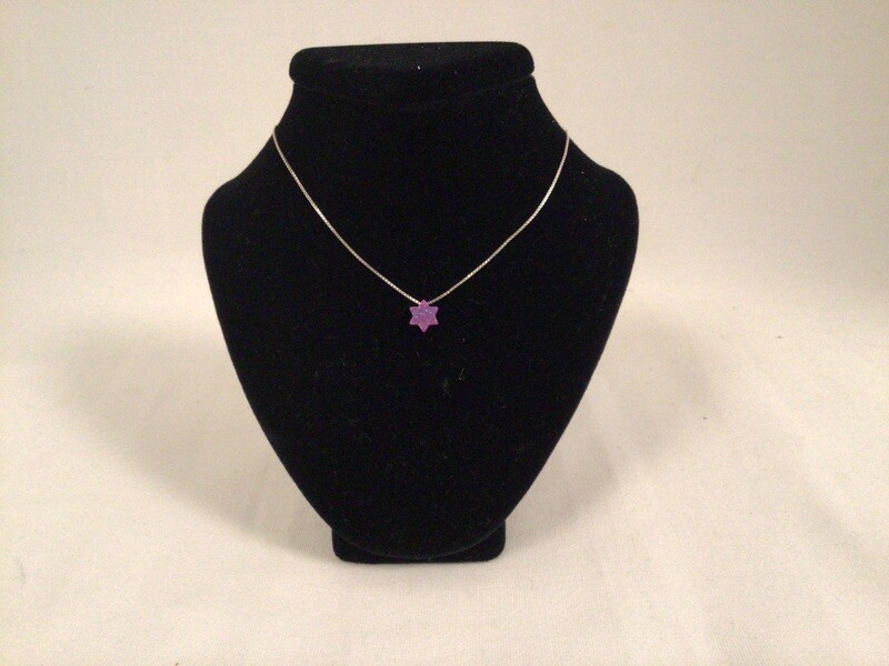 Pink Opal Star of David Necklace on 16&quot; Sterling Chain