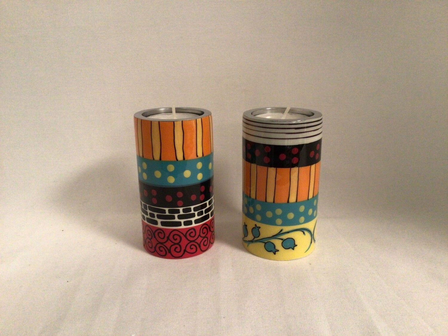 Hadarya Hand Painted  Pair of Candlesticks