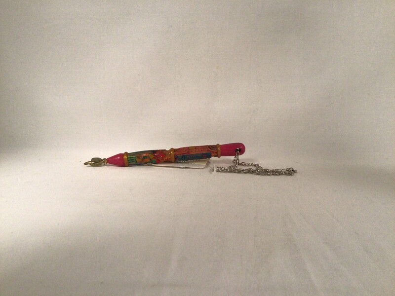 Pink Wood Carved and Painted Yad