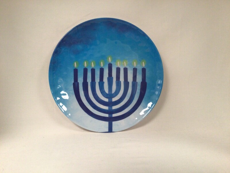 Hanukkah Menorah Melamine Round Plate 