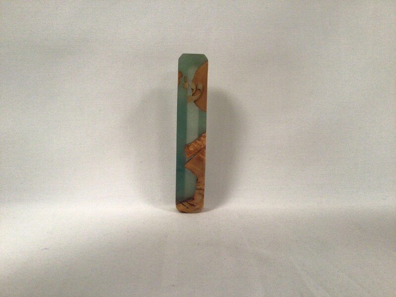 Israeli Olive Wood and Resin Healing Mezuzah - Green