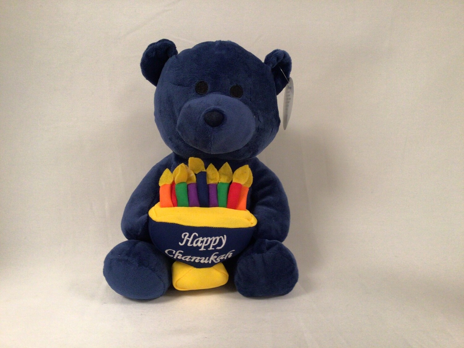 Stuffed Blue Bear with Menorah