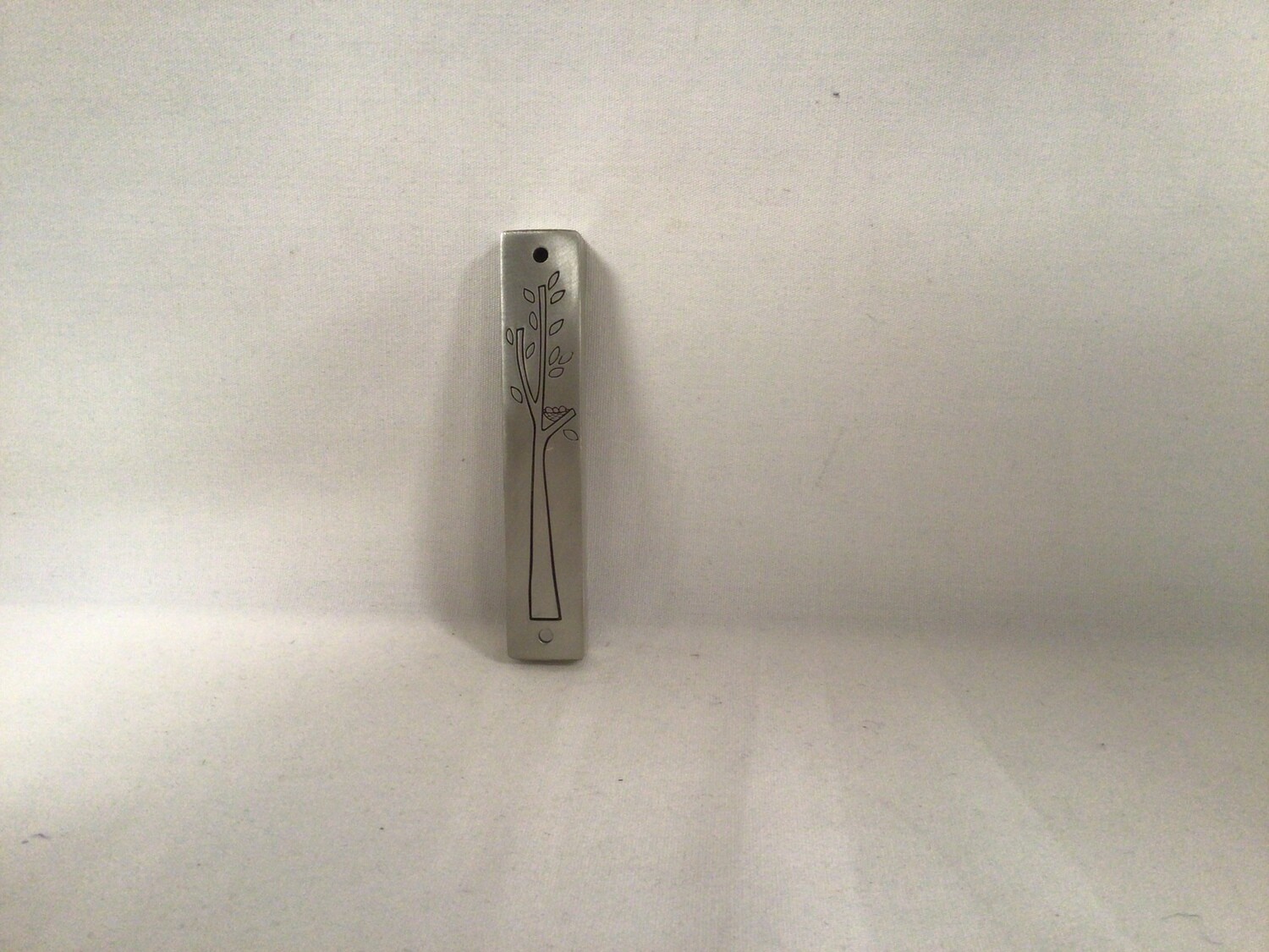 Line Drawn Pewter Nest in Tree Mezuzah
