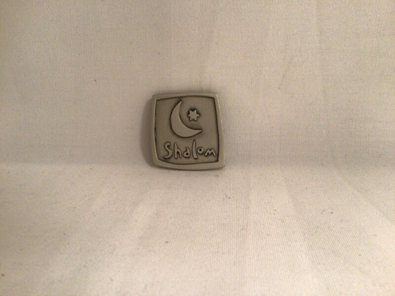 Pewter Shalom Magnet with  Moon
