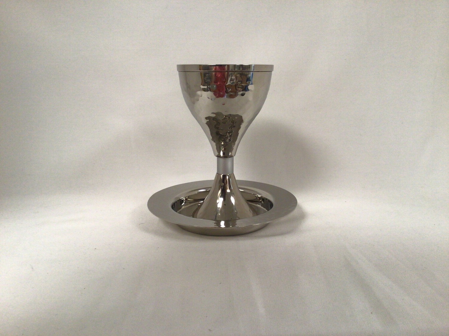 Aluminum Kiddush Cup with Silver Ring and Tray 