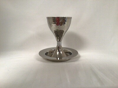 Aluminum Kiddush Cup with Silver Ring and Tray 