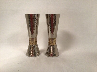 Cone Shaped Hammered Candlesticks with Metal Cutout Jerusalem 