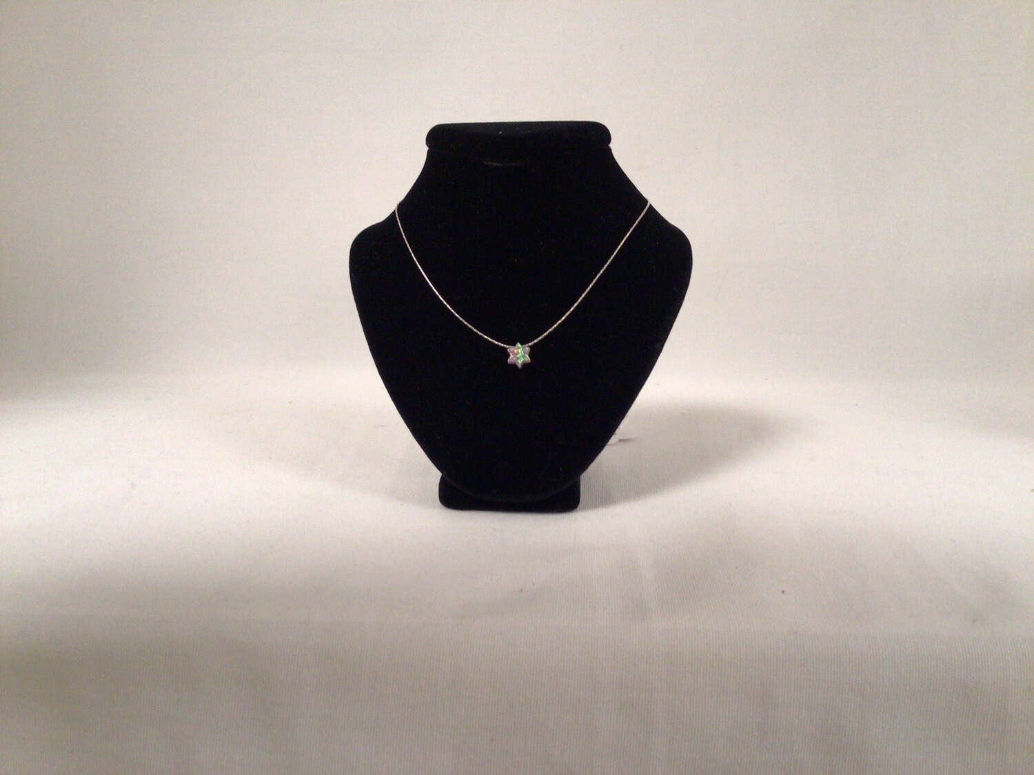 Iridescent Opal Star of David Necklace with Silver Chain