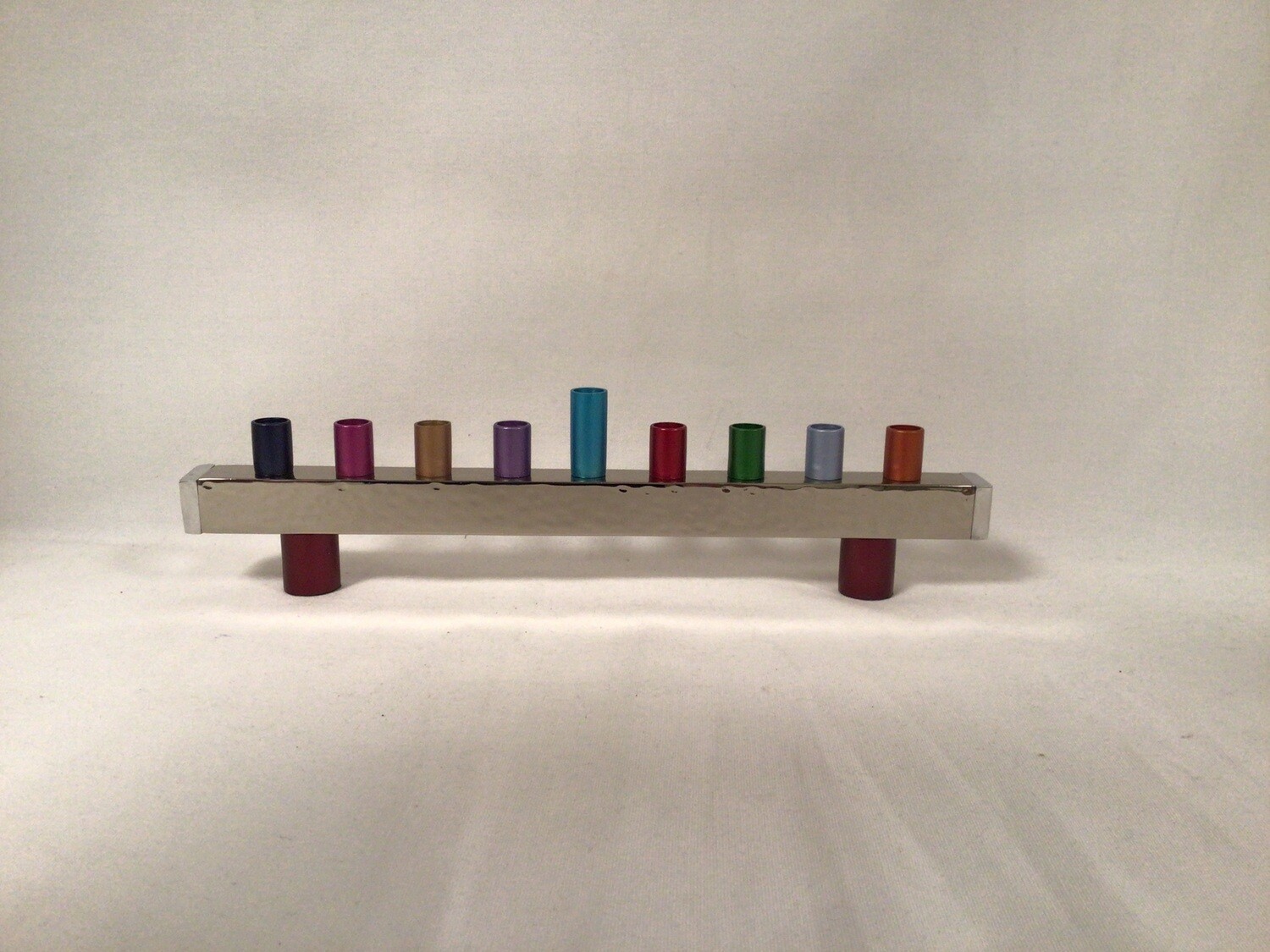 Anodized Menorah on Legs- Multi Color