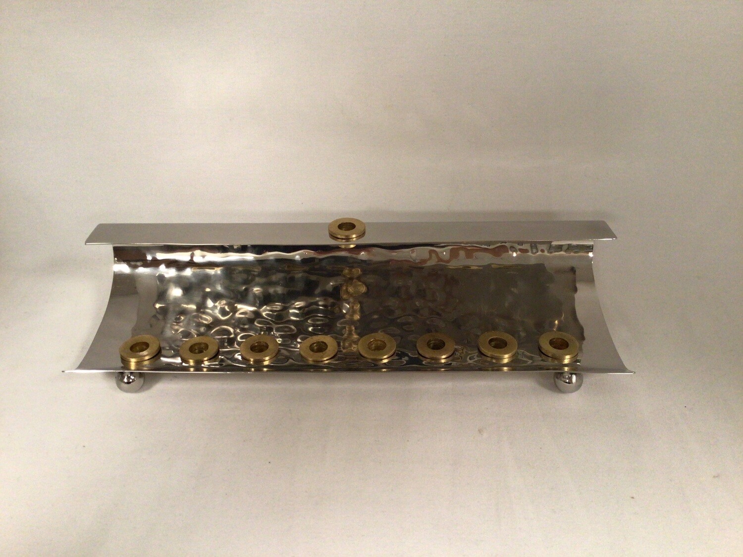 Anodized Hammered Work  &quot;Wave&quot; Menorah- Brass