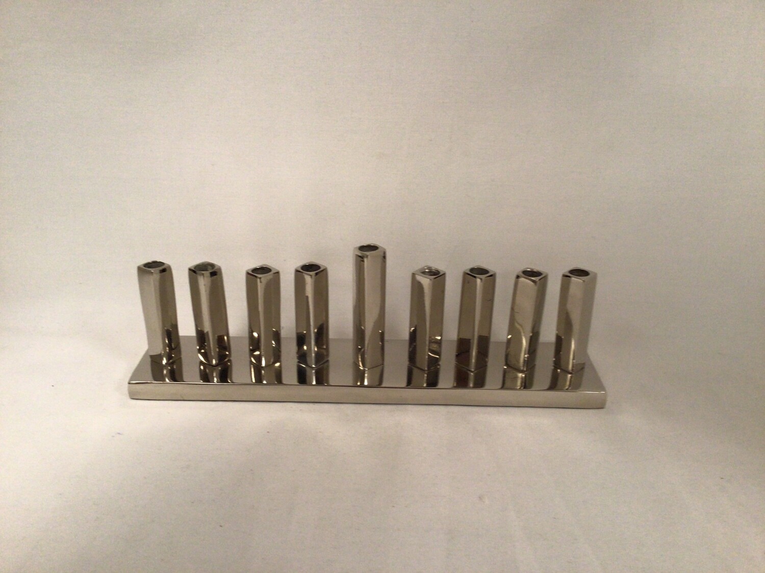 Nickel Menorah with Diamond Shape Candle Holders