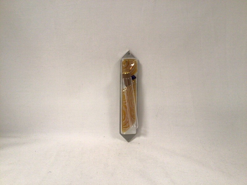 Wedding Glass Mezuzah Amber