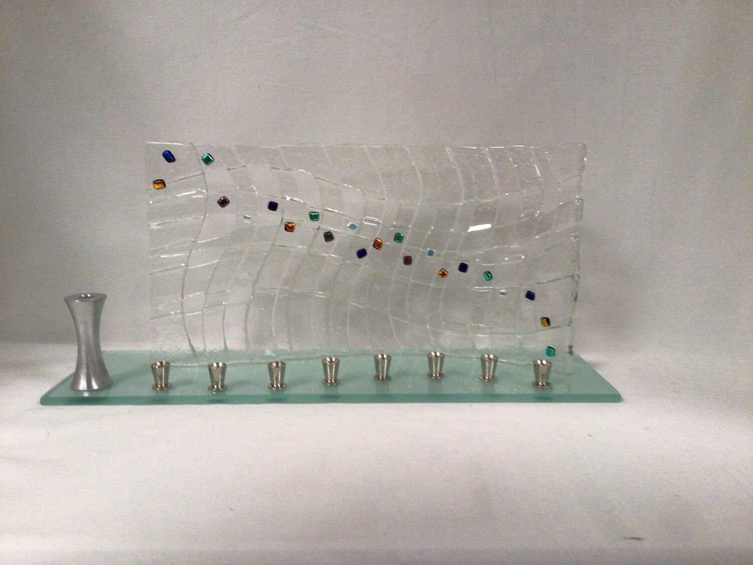 Glass Woven Wave Menorah