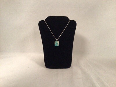 Handmade Square Turquoise Necklace on Sterling Silver Chain