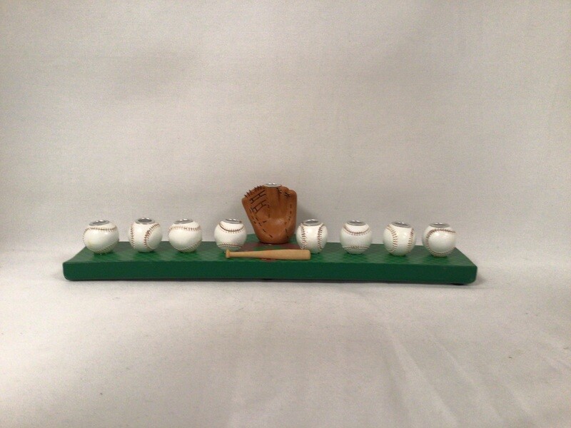 Hand-Painted Baseball Menorah