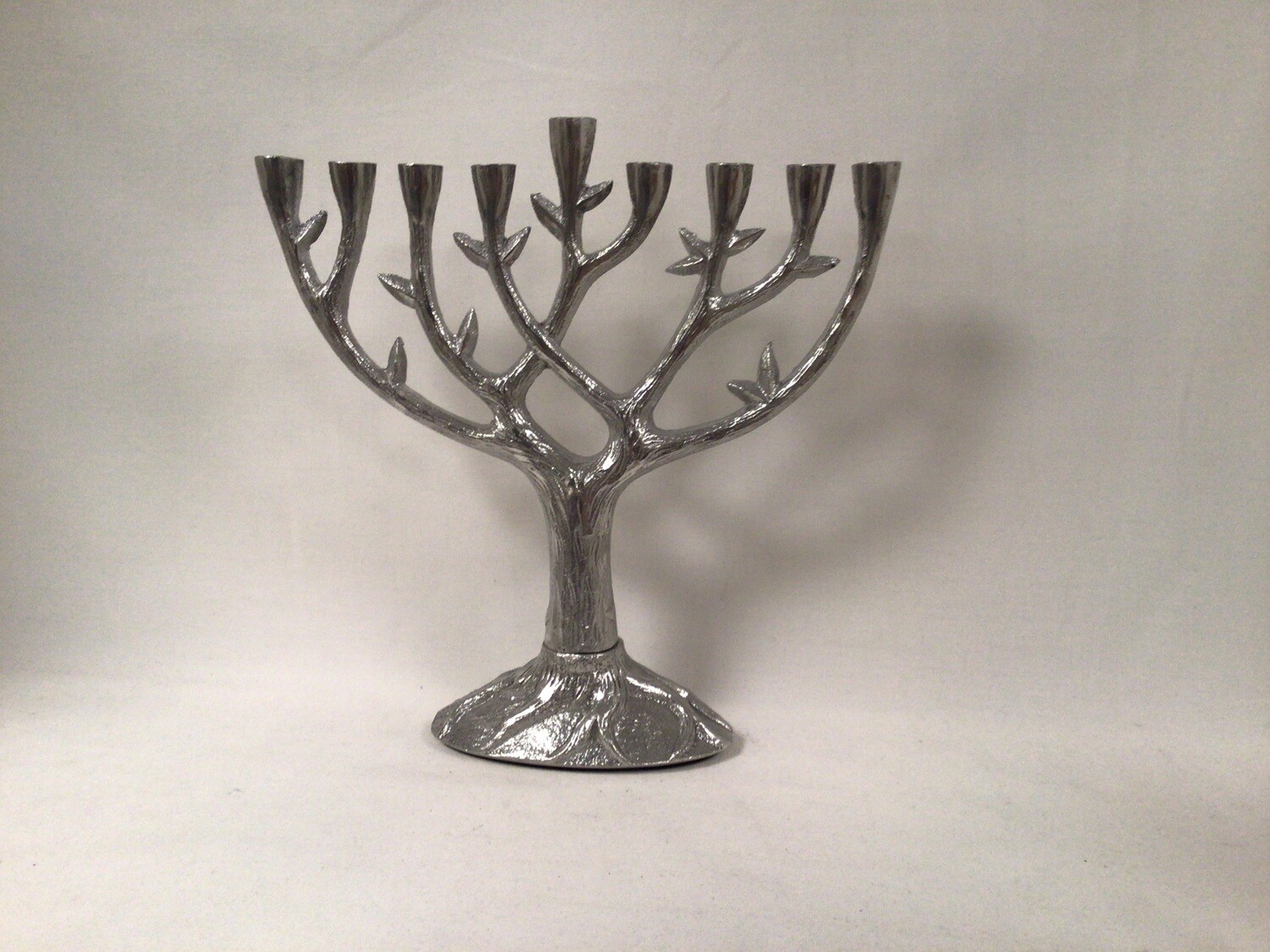 Textured Tree of Life Menorah, Antique Aluminum