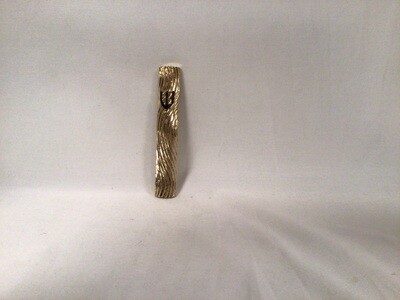 Zen Mezuzah, 24 K Gold-Plated Pewter, Hand-Painted with Weave Design 