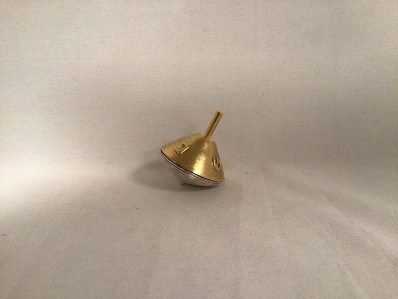 Two-Tone Hand-Crafter Pewter and 14K  Gold Dreidel 