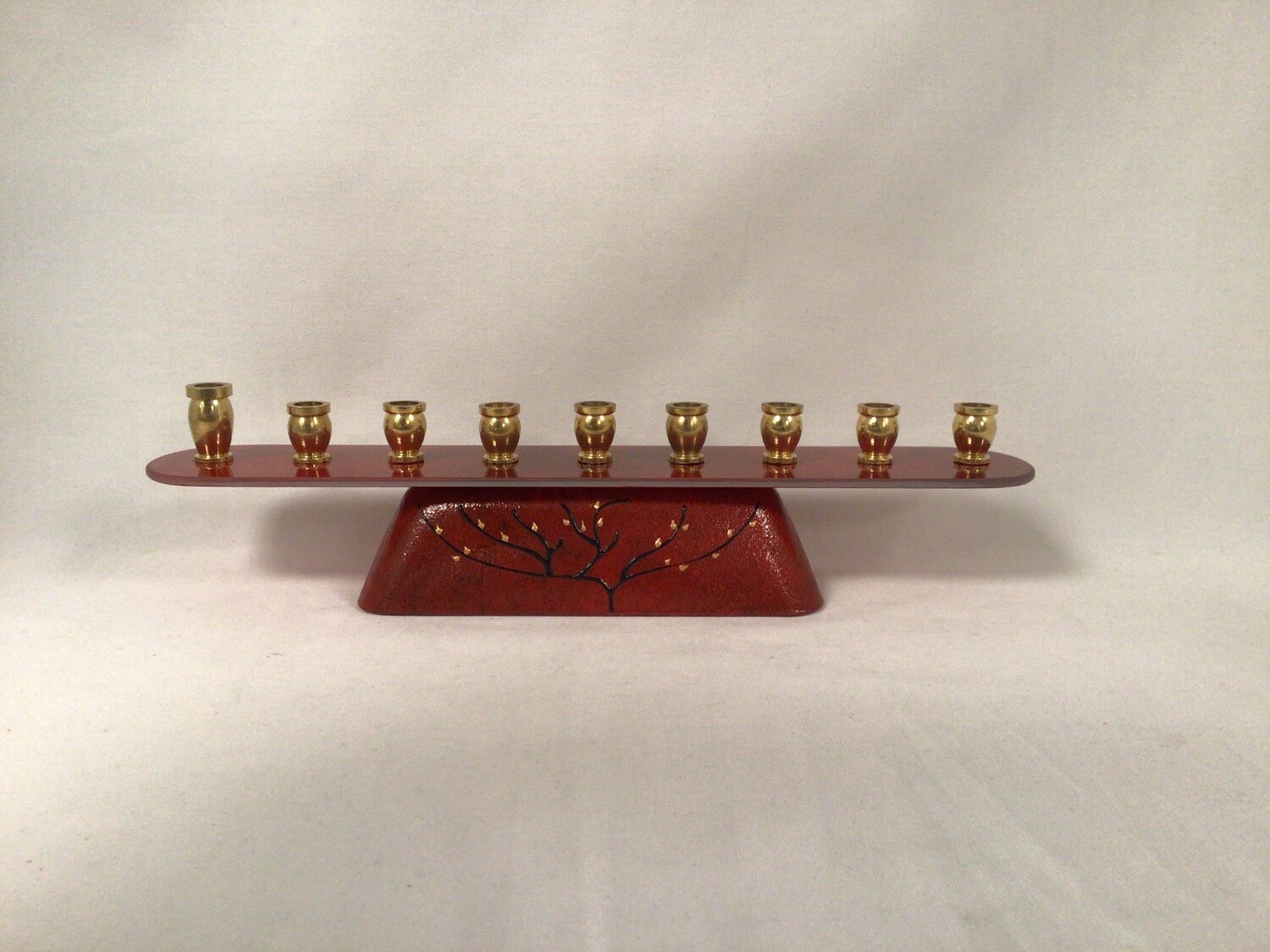 Red Tree of Life Glass Menorah