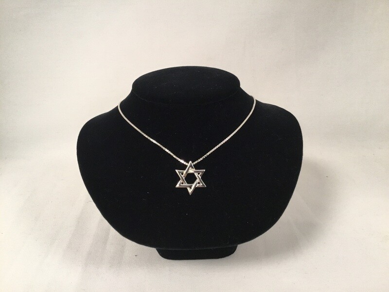 Sterling Silver Star of David Necklace on 18&quot; box chain