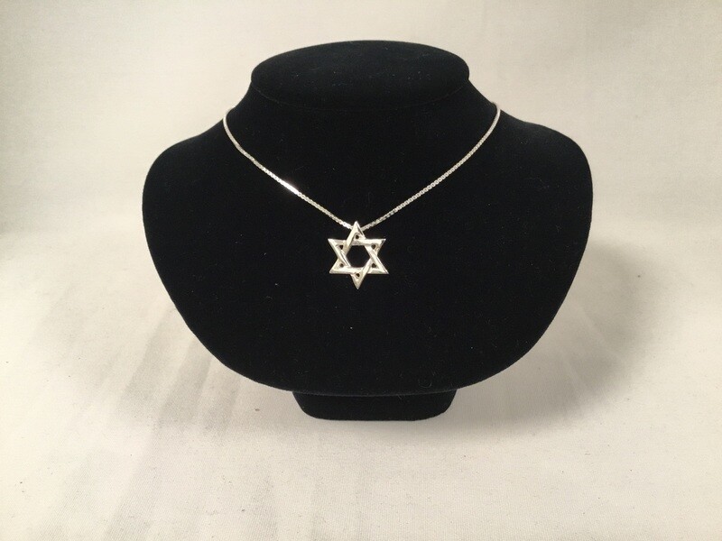 Sterling Silver Star of David Necklace on 24&quot; box chain